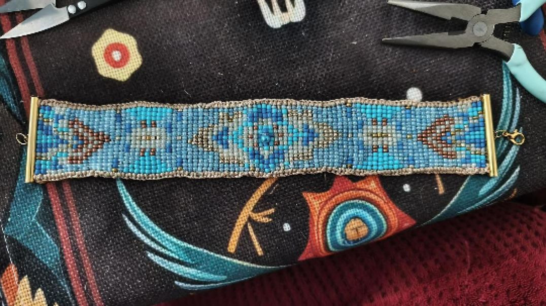 ⁣Bracelet Amérindien tissé perles - Bleu